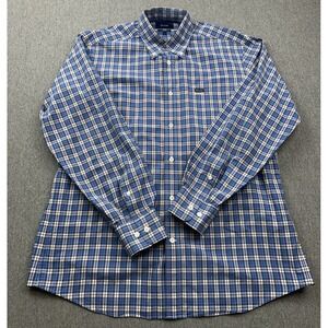 Faconnable Classique Mens Large Blue Plaid Long Sleeve Button Down‎ Shirt